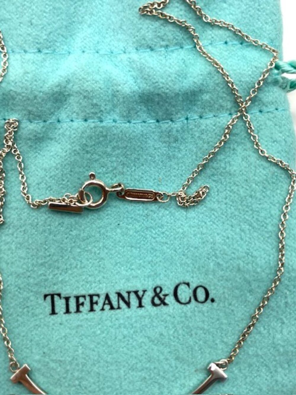Tiffany & Co Sterling Silver Necklace T-smile Pendant Authentic - Picture 3 of 9